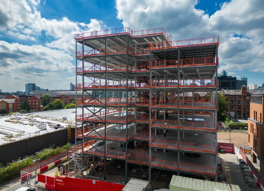 Drone view of construction work